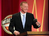 Chris Mullin during his speech at the Basketball Hall of Fame Enshrinement Ceremony on August 12, 2011