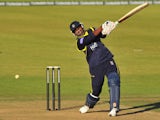 Dimitri Mascarenhas of Hampshire has a swing and a miss in his final innings at the Ageas Bowl during the Yorkshire Bank 40 Semi Final match between Hampshire and Glamorgan at Ageas Bowl Cricket Ground on September 07, 2013