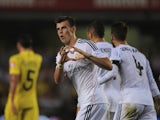 Debutant Gareth Bale celebrates his first goal for Real Madrid following a tap-in against Villarreal on September 14, 2013