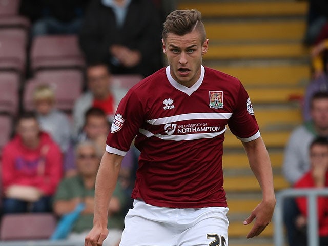 Jacob Blyth of Northampton Town in action during the Sky Bet League Two match between Northampton Town and Scunthorpe United at Sixfields Stadium on September 7, 2013