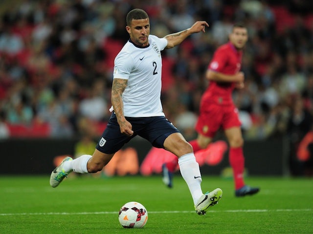 Kyle Walker in action for England against Moldova in a World Cup qualifier at Wembley on September 6, 2013