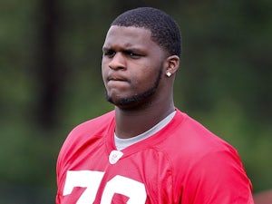 Falcons' Lamar Holmes during a training camp on May 12, 2012