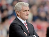 Stoke manager Mark Hughes on the touchline during the match against Manchester City on September 14, 2013