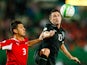 Ireland's Robbie Keane and Austria's Aleksandar Dragovic battle for the ball during their World Cup qualifier on September 10, 2013