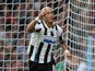 Newcastle's Yoan Gouffran celebrates after scoring his team's second goal against Aston Villa on September 14, 2013