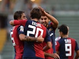 Cagliari's Albin Ekdal celebrates a goal against Sampdoria on September 21, 2013 