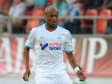 Andre Ayew of Olympique Marseille in action during the pre-season friendly match between FC Porto and Olympique Marseille at Estadio Tourbillon on July 13, 2013