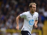 Christian Eriksen of Spurs in action during the Barclays Premier League match between Tottenham Hotspur and Norwich City at White Hart Lane on September 14, 2013