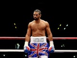 David Haye in the ring moments before his fight against Dereck Chisora on July 14, 2012