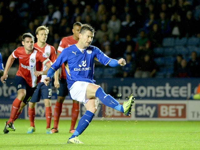 Leicester's David Nugent scores a penalty against Blackburn on September 17, 2013
