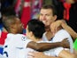 City striker Edin Dzeko celebrates his goal against Viktoria Plzen on September 17, 2013