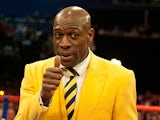Frank Bruno in the ring at the WBO World Lightweight title fight between Ricky Burns and Paulus Mosesat on March 10, 2012