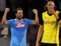 Napoli's Gonzalo Higuain celebrates after scoring the opening goal against Dortmund in their Champions League group match on September 18, 2013