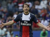 Paris Saint-Germain's Brazilian defender Maxwell reacts during the French L1 football match between Paris Saint-Germain (PSG) and Guingamp (EAG) at the Parc des Princes stadium on August 31, 2013