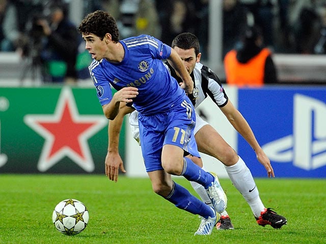 Chelsea's Oscar in action against Juventus during their Champions League match on November 20, 2012
