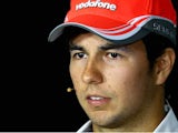 McLaren driver Sergio Perez in the pits on September 19, 2013