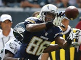 Chargers WR Vincent Brown catches a pass against the Eagles on September 15, 2013