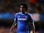 Willian of Chelsea looks on during the UEFA Champions League Group E Match between Chelsea and FC Basel at Stamford Bridge on September 18, 2013