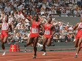 Canadian Ben Johnson speeds to win the 1988 Seoul Olympic 100m final in a world record 9.79 seconds on 24 September, 1988