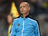 Sochaux's French head coach Eric Hely reacts during a French L1 football match between Guingamp and Sochaux on September 25, 2013