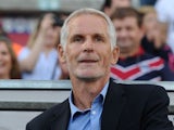 Bordeaux' head coach Francis Gillot looks on during the French L1 football match between Bordeaux (FCGB) and Bastia (SC) on August 24, 2013