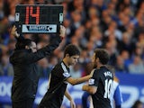 Juan Mata of Chelsea is replaced by Oscar during the Barclays Premier League match between Everton and Chelsea at Goodison Park on September 14, 2013
