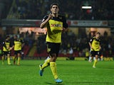 Watford's Marco Faraoni celebrates after scoring his team's second goal against Norwich during their League Cup match on September 24, 2013