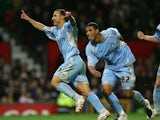 Michael Mifsud of Coventry City celebrates scoring his second goal during the Carling Cup third round match between Manchester United and Coventry City at Old Trafford on September 26, 2007