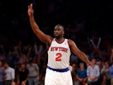 Raymond Felton #2 of the New York Knicks celebrates a three point basket against the Indiana Pacers during Game Five of the Eastern Conference Semifinals of the 2013 NBA Playoffs at Madison Square Garden on May 16, 2013