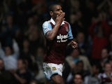 West Ham's Ricardo Vaz Te celebrates after scoring the winner against Cardiff during their League Cup match on September 24, 2013