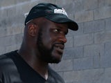 Former NBA basketball player Shaquille O'Neal attends the NASCAR Sprint Cup Series Coke Zero 400 at Daytona International Speedway on July 6, 2013