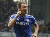 Chelsea's English defender John Terry celebrates after scoring a goal during the English Premier League football match between Tottenham Hotspur and Chelsea at White Hart Lane in London on September 28, 2013