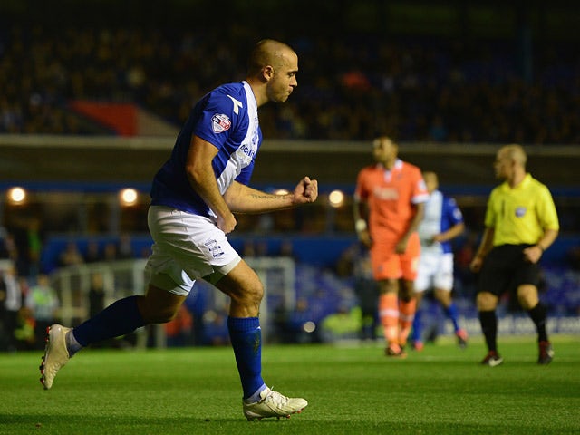 Birmingham's David Murphy celebrates after scoring the opening goal against Millwall during their Championship match on October 1, 2013