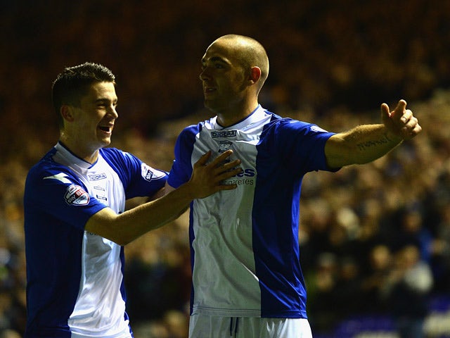 Birmingham's David Murphy celebrates after scoring his team's second goal against Millwall during their Championship match on October 1, 2013