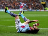 Antonio Luna of Aston Villa reacts after a missed chance on goal during the Barclays Premier League match between Hull City and Aston Villa at KC Stadium on October 5, 2013