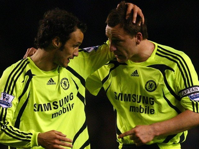 John Terry and Ricardo Carvalho celebrate Chelsea's win at Everton in April 2008.