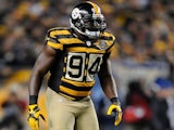 Lawrence Timmons of the Pittsburgh Steelers lines up against Baltimore on November 18, 2012