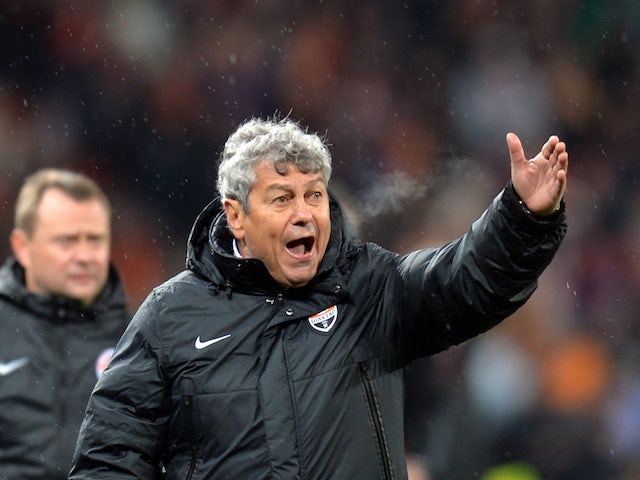 Shakhtar coach Mircea Lucescu on the sidelines against Manchester United on October 2, 2013