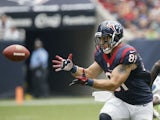 Owen Daniels #81 of the Houston Texans makes a catch on September 29, 2013