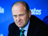 Real Betis coach Pepe Mel observes from the bench against Espanyol on September 1, 2013