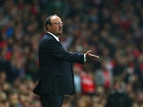 Napoli manager Rafael Benitez on the touchline during the Champions League group match against Arsenal on October 1, 2013
