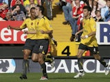 Robin van Persie celebrates scoring for Arsenal against Charlton Athletic in September 2006.