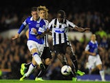 Everton's Ross Barkley scores his team's second goal against Newcastle during their Premier League match on September 30, 2013