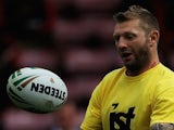 Sean Long warms up when playing for Salford on August 4, 2012