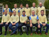 The European team celebrate winning after the final days singles matches at the Seve Trophy at Golf de Saint-Nom-la-Breteche on October 6, 2013
