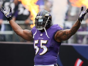 Ravens linebacker Terrell Suggs before the start of a game with Houston on September 22, 2013