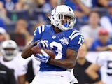 Colts' TY Hilton receives a pass against Oakland on September 8, 2013