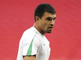 Bulgaria's Valeri Bojinov attends a training session at Wembley Stadium, in west London, on September 2, 2010