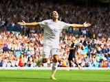 Davide Somma of Leeds celebrates his second goal during the Npower Championship match between Leeds United and Millwall at Elland Road on August 21, 2010