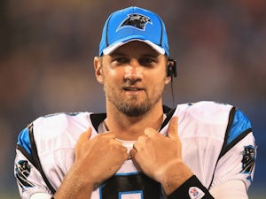 Panthers QB Derek Anderson on the sidelines during a game with the New York Giants on August 13, 2011